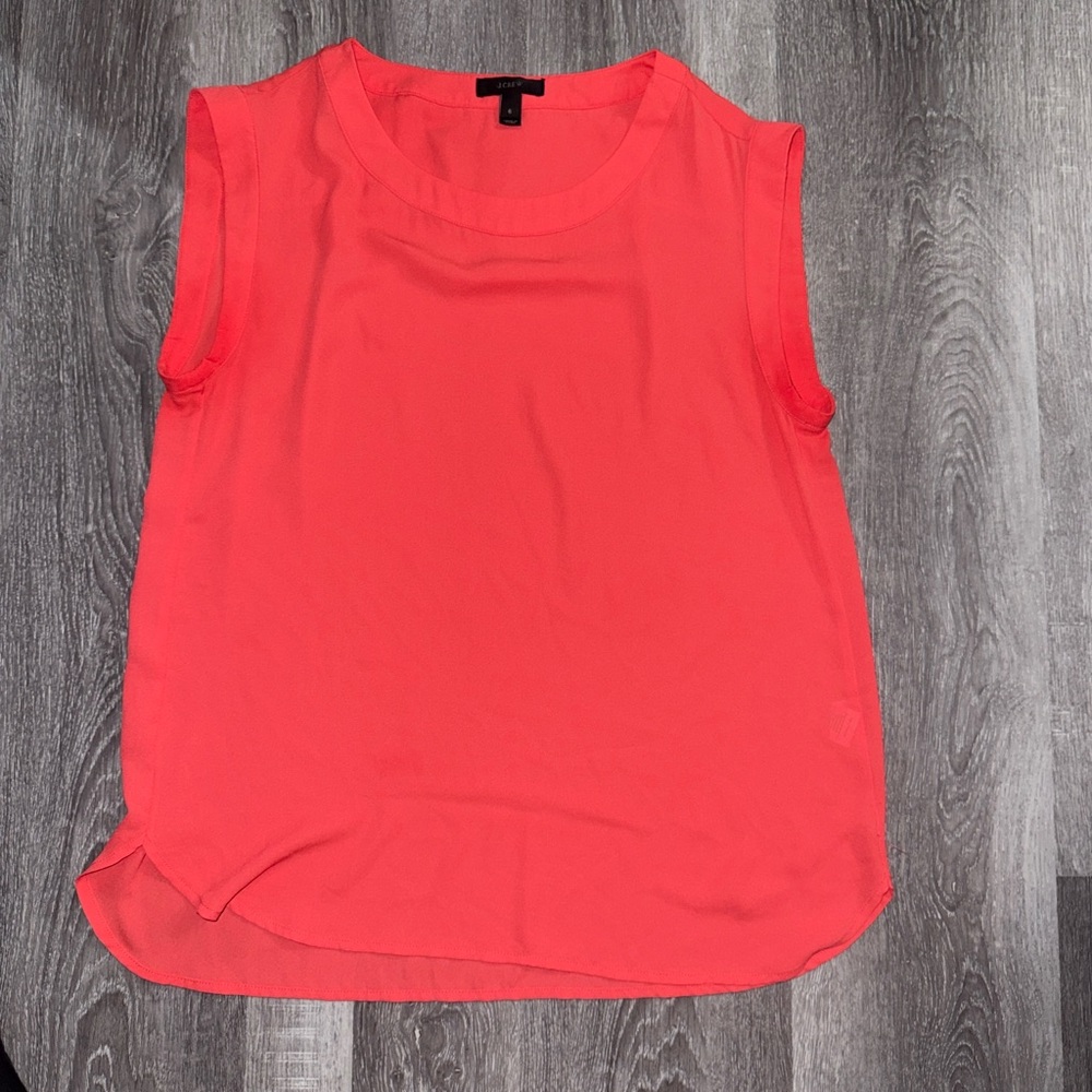 🌺 J.Crew Sleeveless Coral Blouse – Women’s Size 6